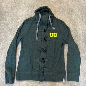 Renu Bruzen Green Oregon Ducks Full Zip Toggle Closure Sweater Size M